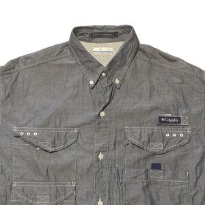 Columbia PFG Super Bonehead Mens Gray Short Sleeve Fishing Shirt Medium FM7030